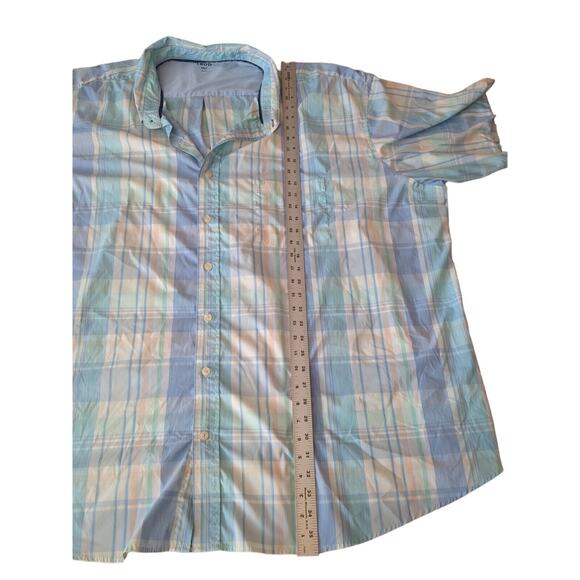 IZOD Big & Tall Short Sleeve Button Down Plaid Shirt Size 5XLT - Picture 4 of 6
